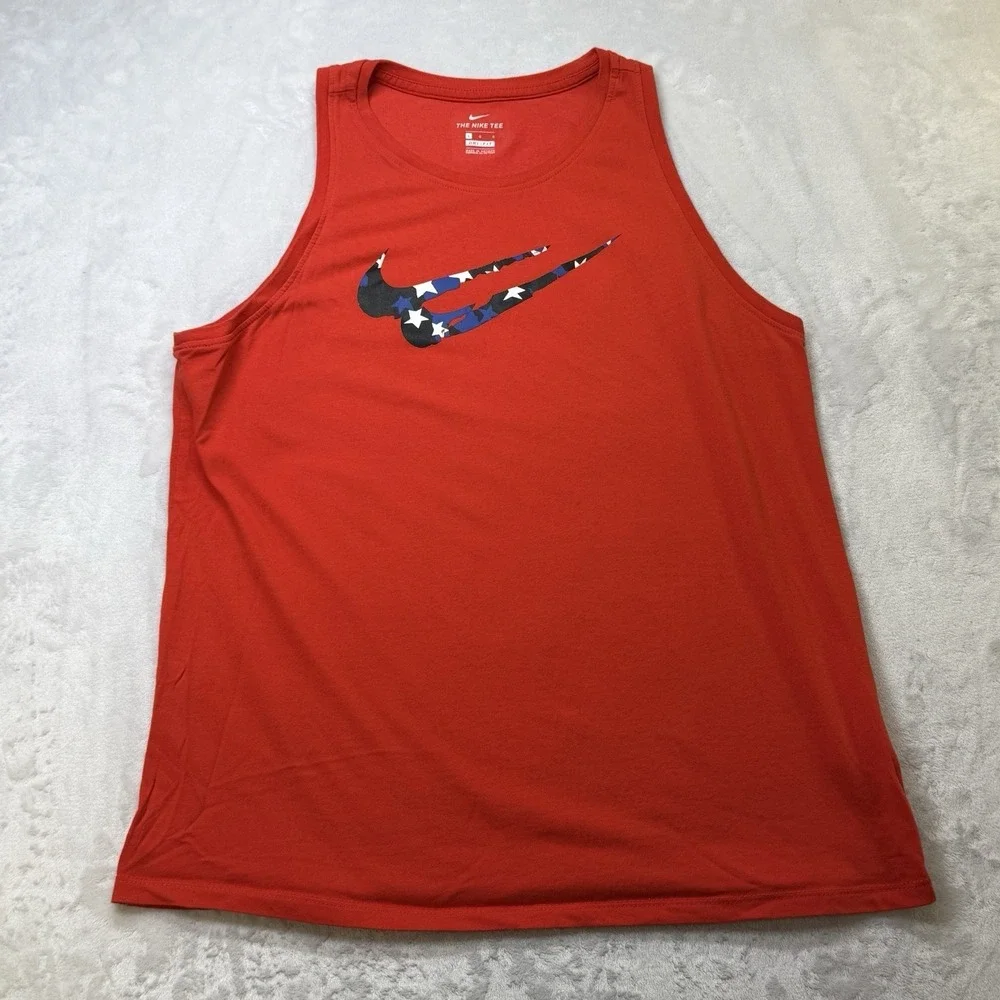 Nike Dri-Fit Men's Sleeveless Tank Red Patriotic Swoosh Size‎ L